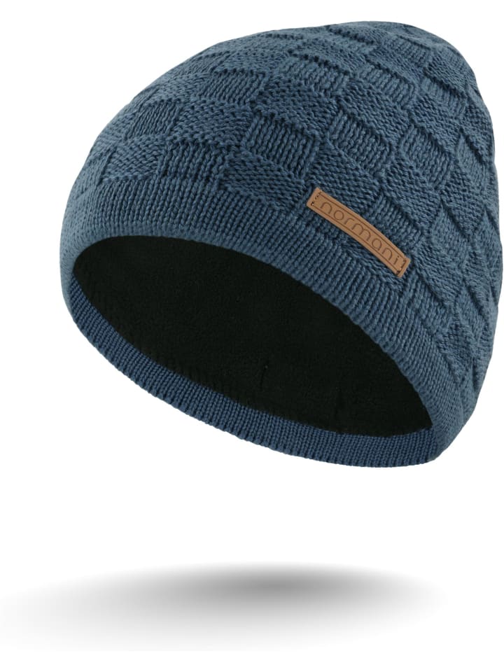 Merinowoll-Mütze mit Design Yuma in Marine