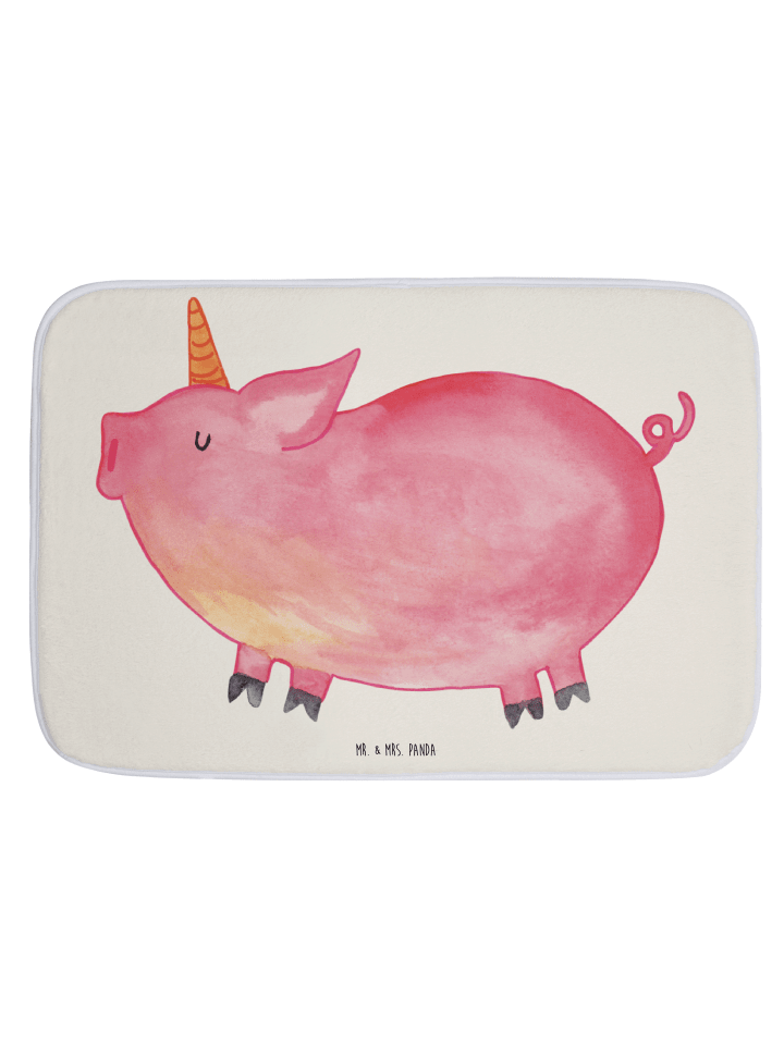 Badeteppich Einhorn Schwein ohne Spruch in Weiß
