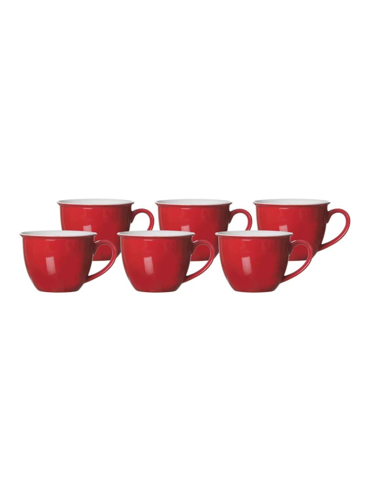 6er Set Jumbotassen Doppio in Rot 350 ml