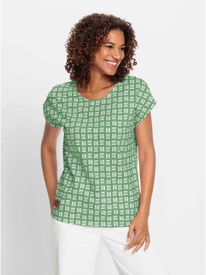 Print-Shirt in apfel-ecru-bedruckt