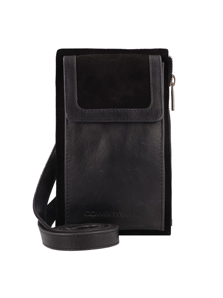 Seventies Suede Handytasche Leder 12.5 cm black