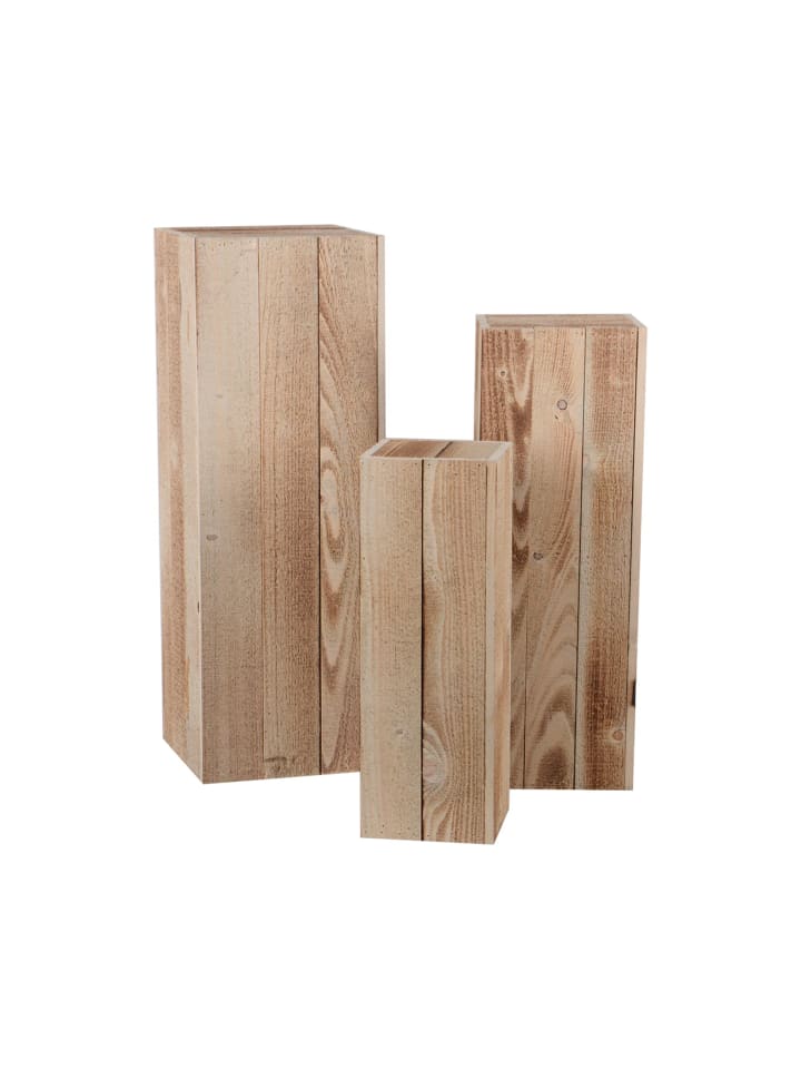 3er Set Holzsäulen in Grau