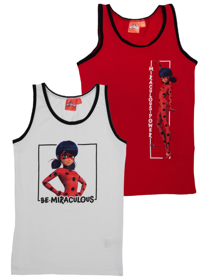 2er Pack Miraculous Unterhemd in rot/weiß