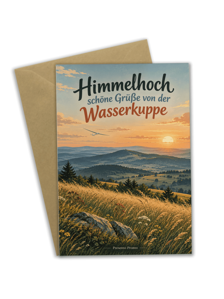 Grußkarte Landschaft friedlich Design mit Spruch in Weiß