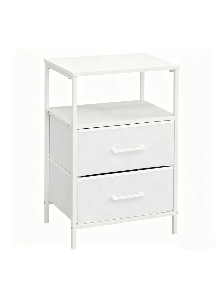 Nachttisch in Weiß - (B)38 x (H)61 x (T)28 cm