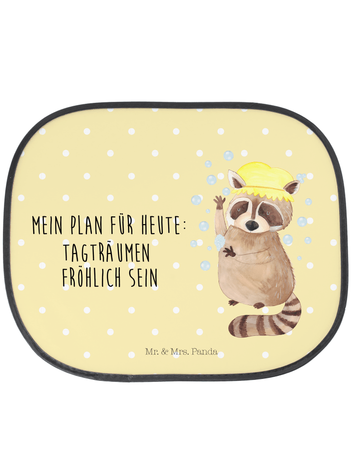 Auto Hitzeschutz Waschbär mit Spruch in Gelb Pastell