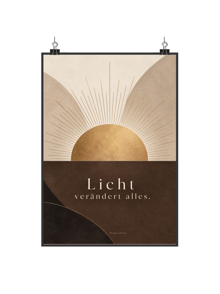 Poster Sonne luxuriös Design mit Spruch in Weiß