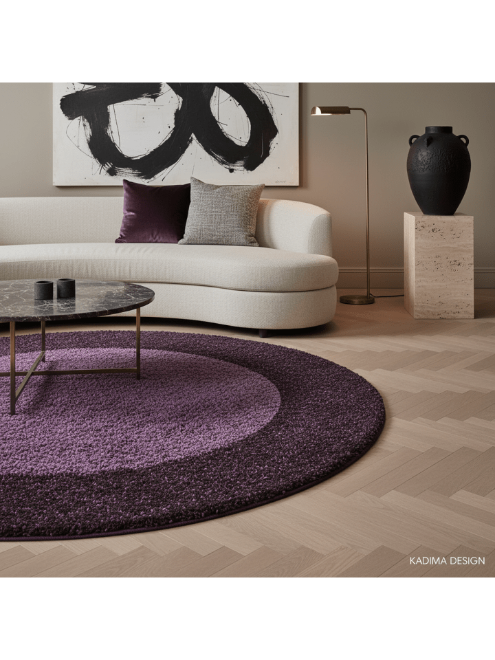 Teppich Hochflor Shaggy Waschbar Bordüre RHEIN Strapazierfähig in Violett