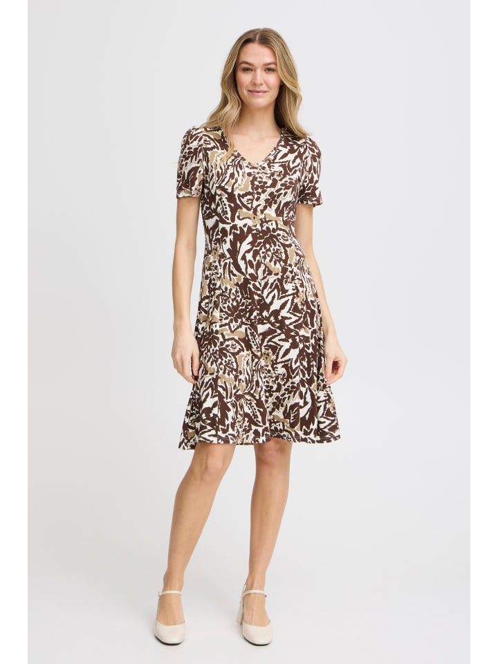 Jerseykleid FRFEDOT Regular fit in Black Coffee AOP MS24 01A