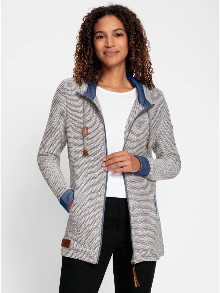 Shirtjacke in steingrau-rauchblau