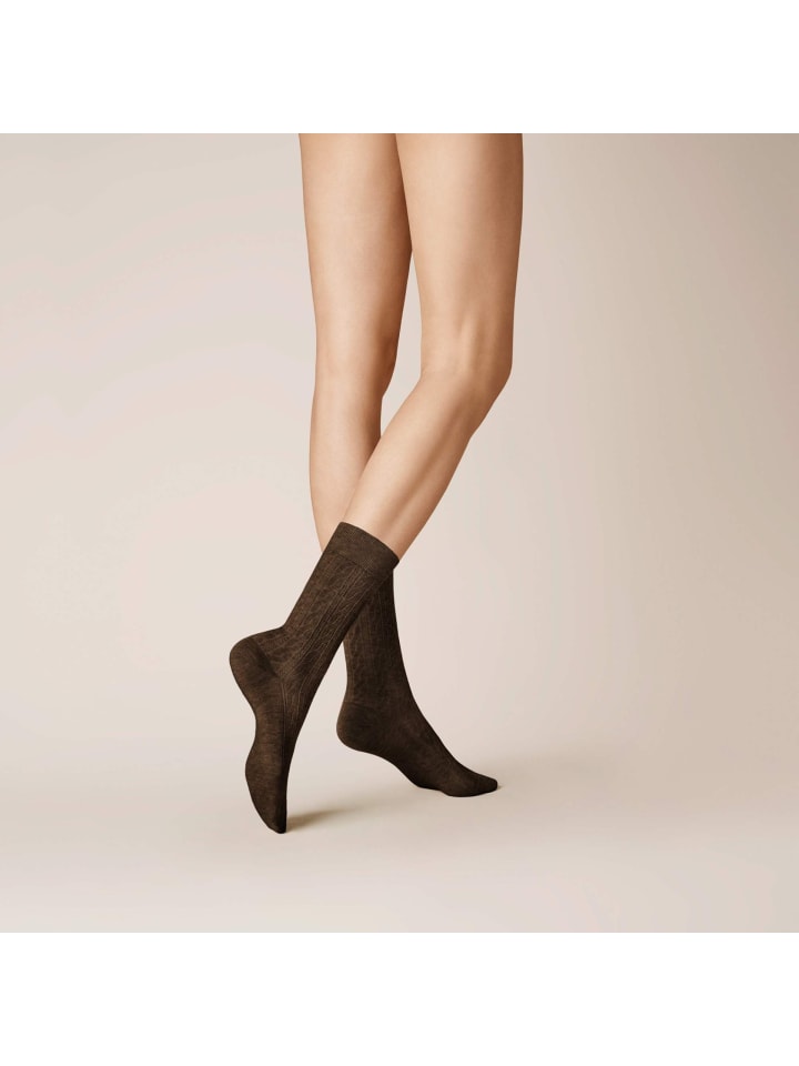 Socken Winter Dreams - Plait weich in Brown-mel.