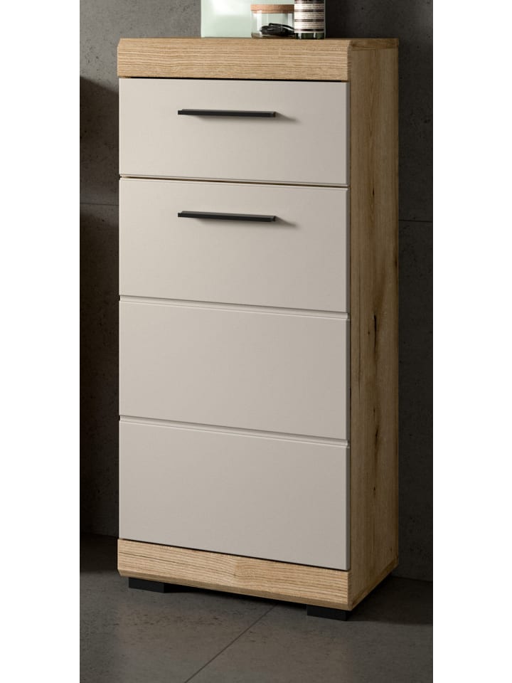 Badkommode Sand Kashmir, Evoke Eiche, Badschrank 37 x 88 cm Shawn