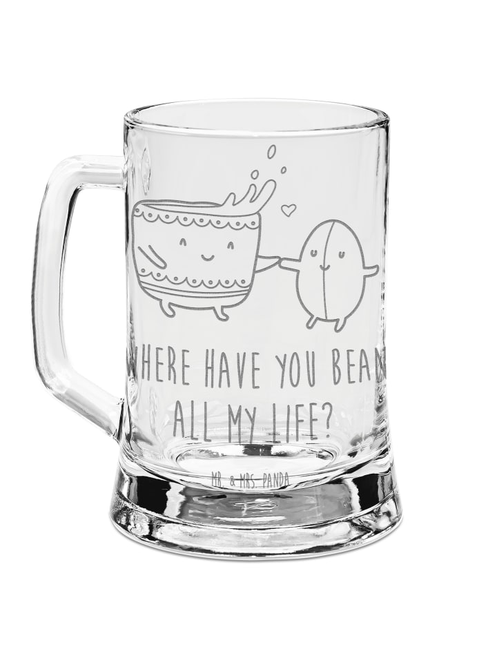 Bierglas Kaffee Bohne mit Spruch in Transparent