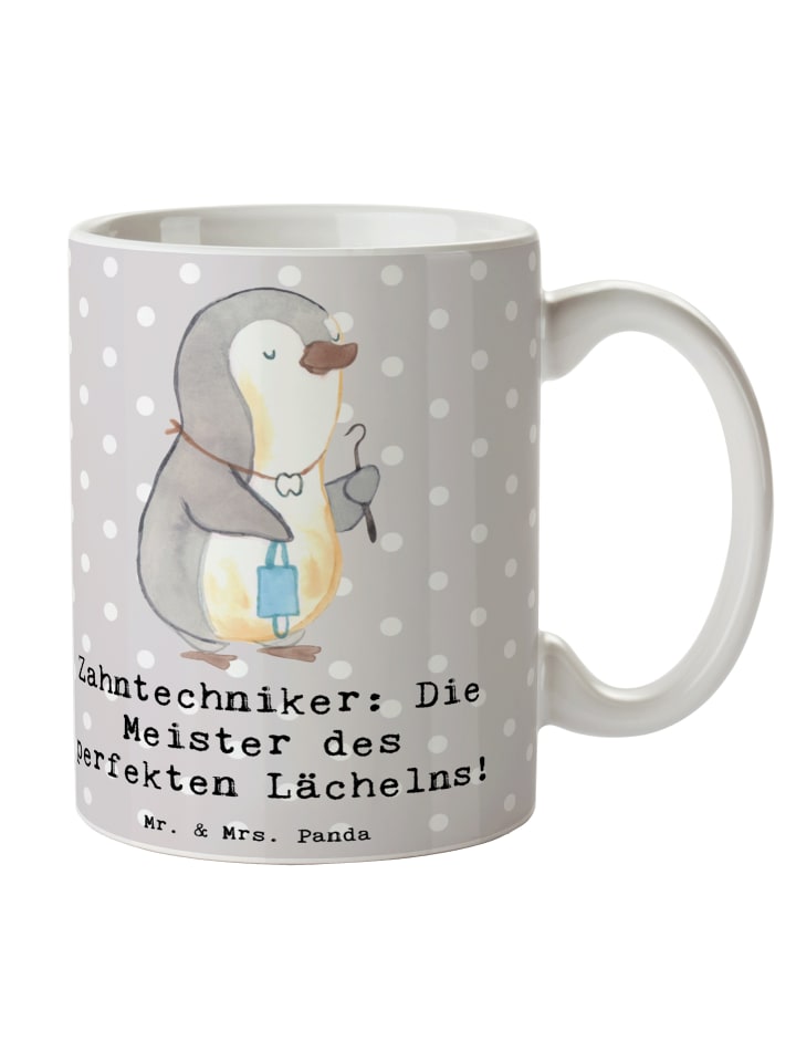 Tasse Zahntechniker Lächeln mit Spruch in Grau Pastell