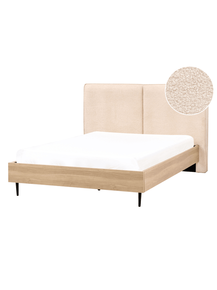 2-tlg Doppelbett IZERNORE in Beige/Schwarz/Braun