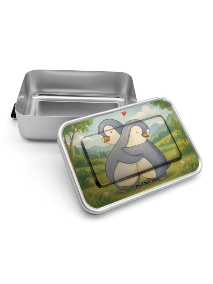 Lunchdose Pinguine Kuscheln Design ohne Spruch in Weiß