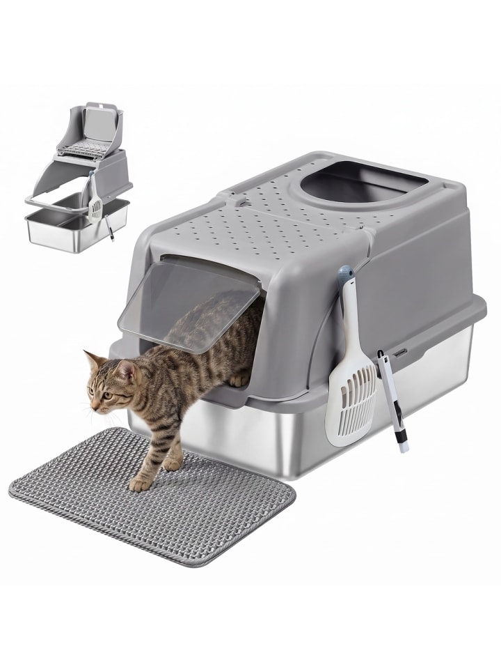 Katzenklo Boxal in Taubengrau - (B)40 x (H)36.5 x (T)61 cm