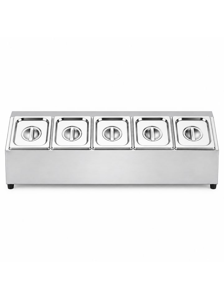 Zutatenbehälter "5 Fächer" in Silber - (B)86 x (H)21,5 x (T)22,5 cm