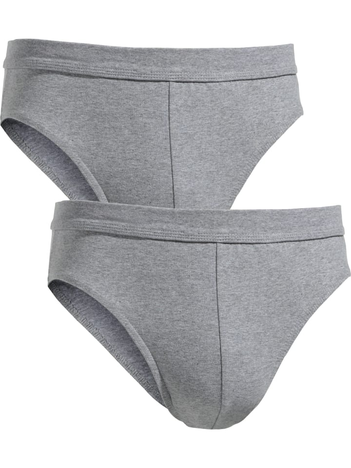 Baumwolle, Single-Jersey Slip 2er-Pack in grau meliert
