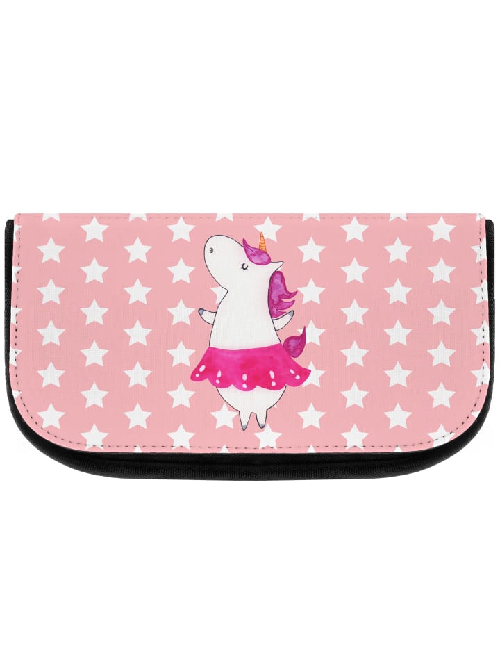 Kosmetiktasche Einhorn Ballerina ohne Spruch in Rot Pastell