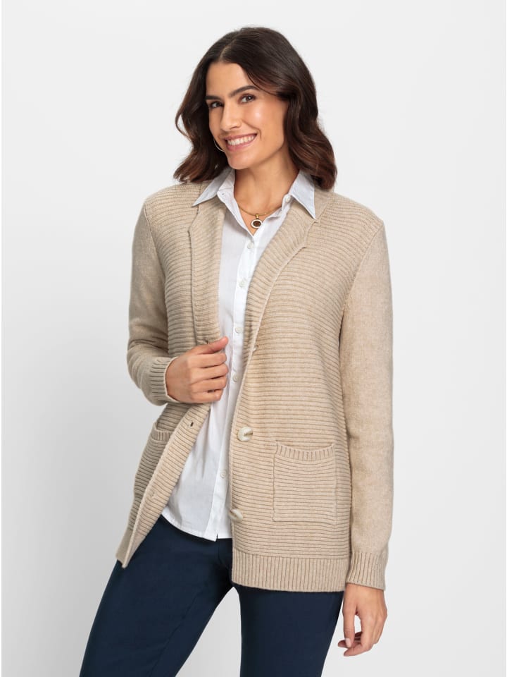 Strickjacke in elfenbein-meliert