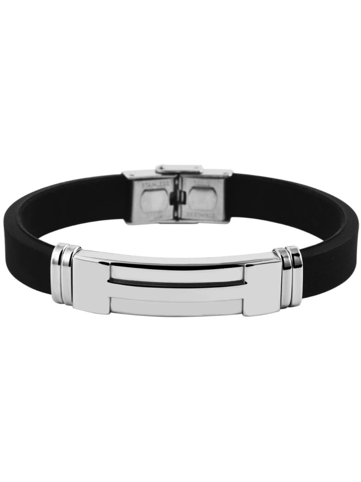 Unisex Armband aus Kautschuk 21 cm in schwarz