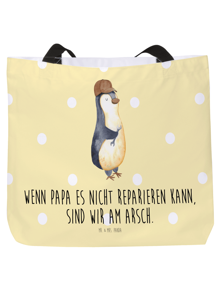Tasche Wenn Papa es nicht reparieren kann, sind... in Gelb Pastell