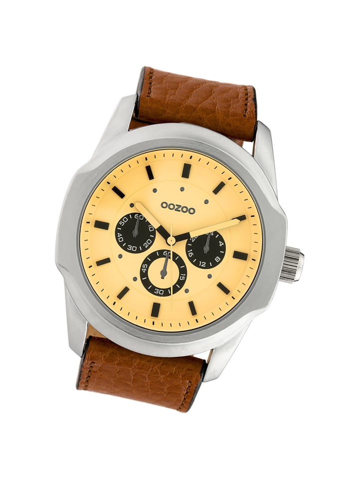 Analog-Armbanduhr Oozoo Timepieces braun extra groß (ca. 48mm)