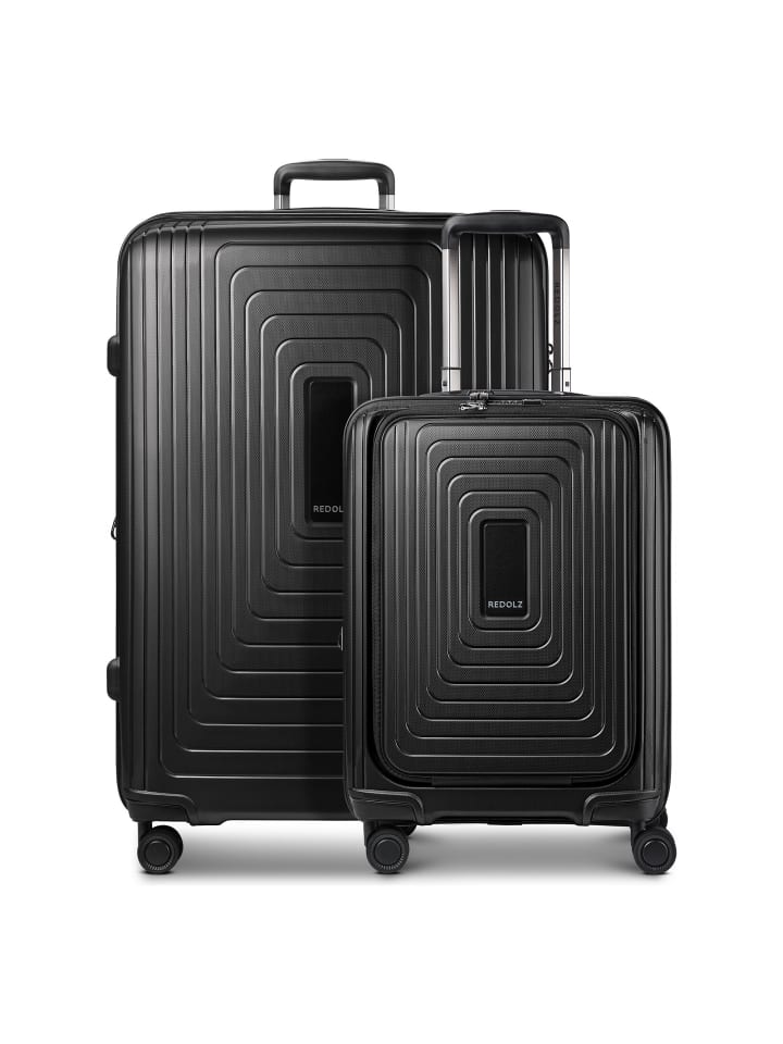 Essentials 14 4-Rollen Kofferset 2 tlg. Laptopfach mit Dehnfalte black metallic