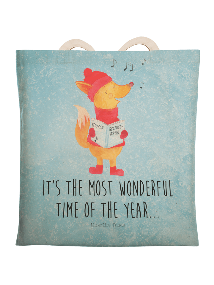 Shopper Bag Fuchs Sänger mit Spruch in Eisblau