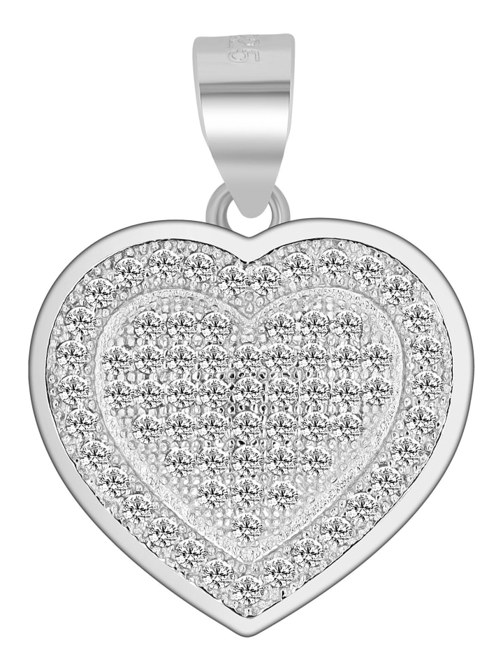 Damen Anhänger – Herz Herzanhänger aus 925 Silber mit Zirkonia in silber