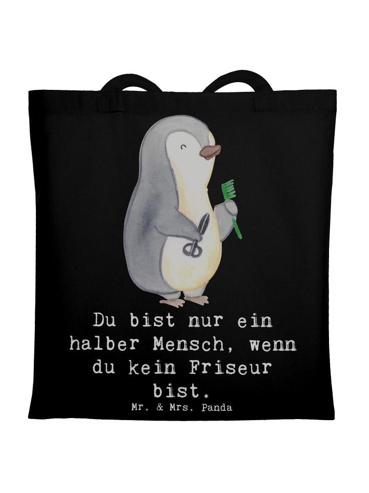 Shopper Friseur Herz mit Spruch in Schwarz