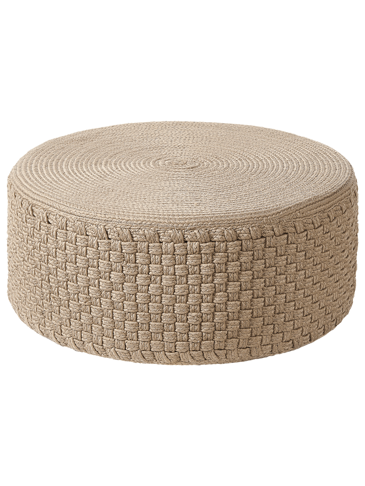 Pouf MITHI in Beige - (W) 70 x (H) 30 x (L) 70 cm