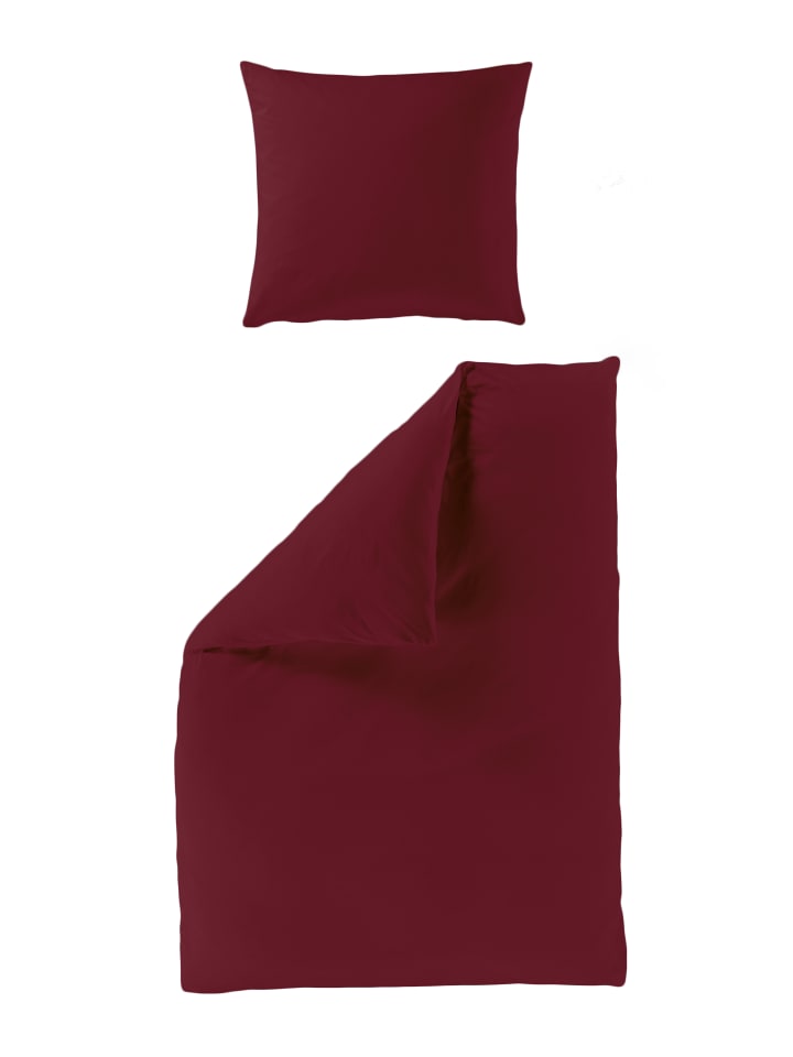Satin Bettwäsche  uni in granat