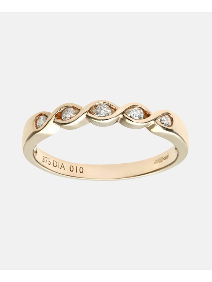 Eternity-Ring aus 375 Gelbgold mit 0.10 Karat Diamant gedreht