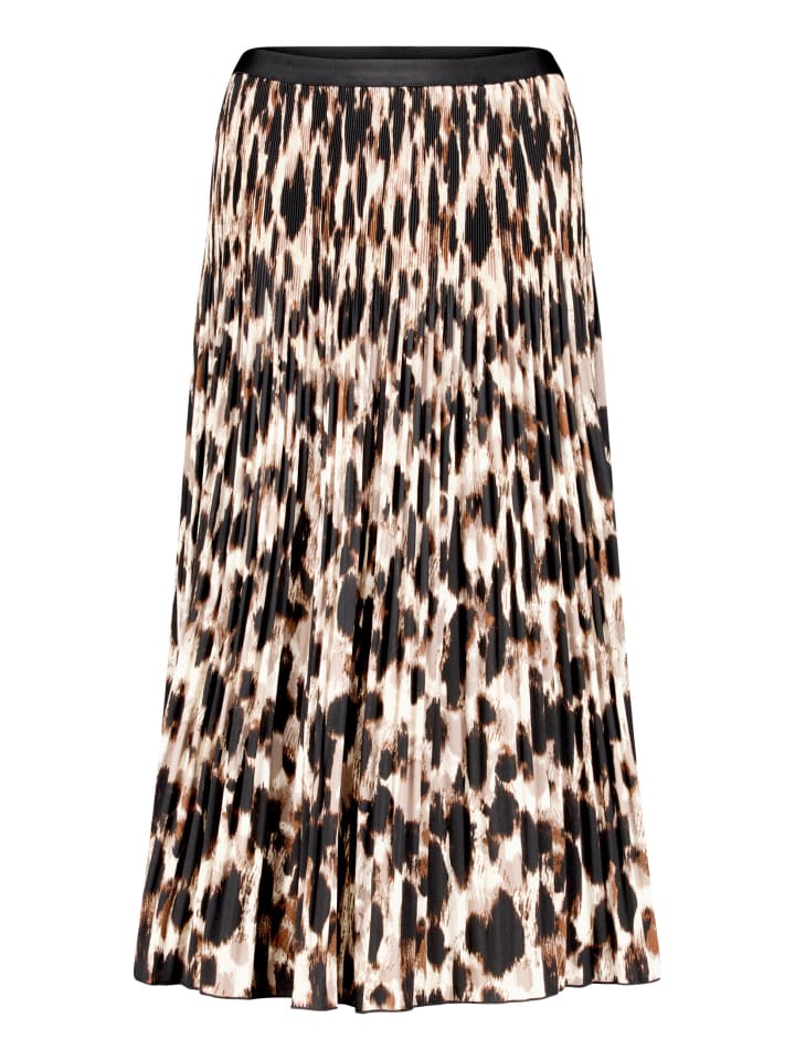 Plisseerock mit Gummizug in Beige/Schwarz