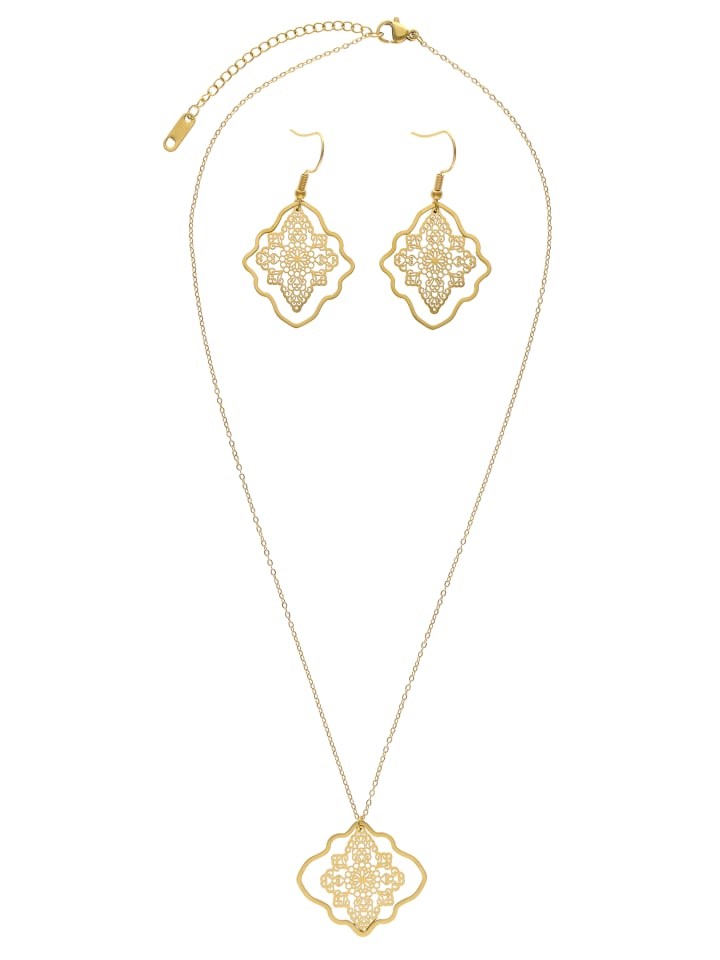 Women Jewelry Set With Necklace And Pair Of Earrings in Gold