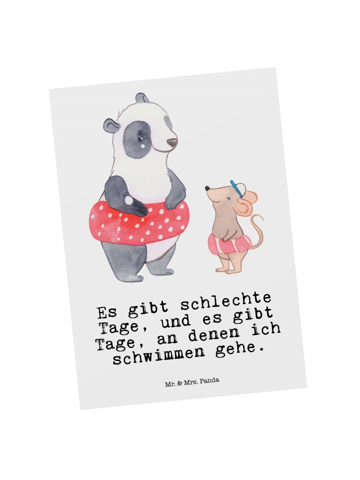 Postkarte Otter Schwimmen mit Spruch in Weiß