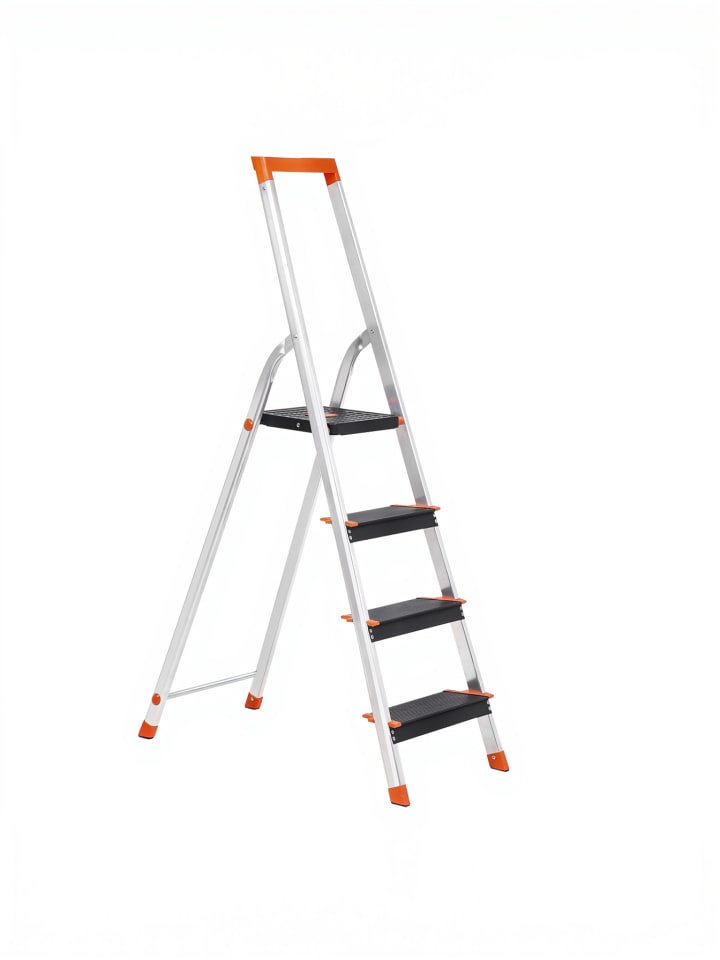 Trittleiter Brody in Schwarz-Orange - (B)44 x (H)143 x (T)83,5 cm