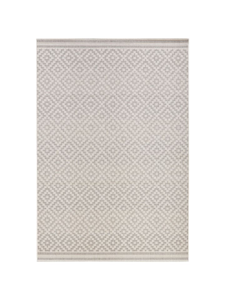 Indoor Outdoor Teppich Raute in Grau Creme