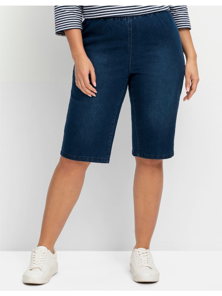 Jeansbermudas in blue denim + dark blue denim