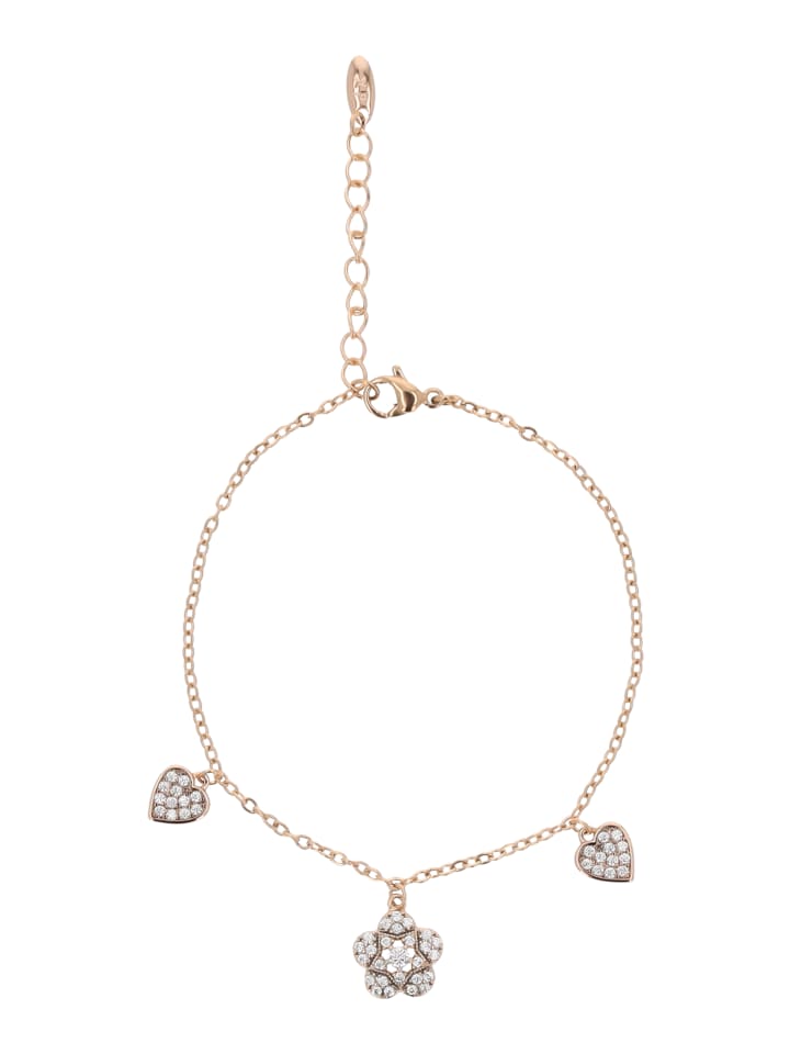 Women Chain Link Bracelet With Charms in Rose Gold