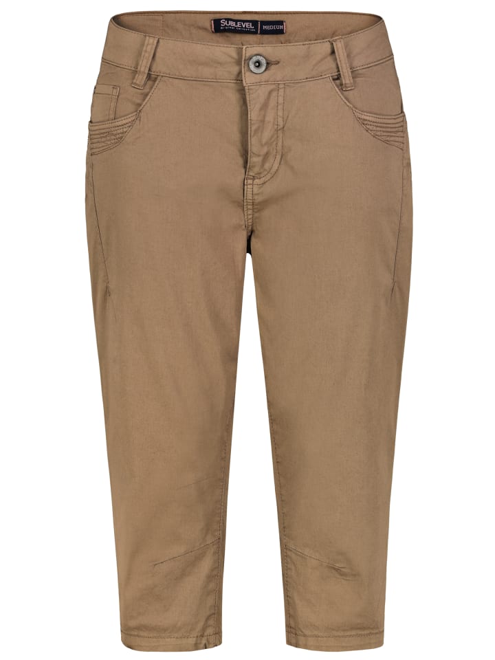 3/4 Capri Chino mit ausgefallenen Taschendetails in Braun