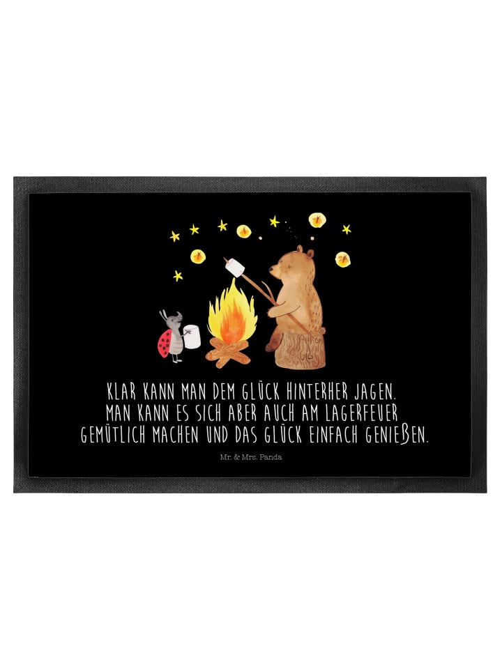Schmutzfangmatte Bär & Marienkäfer Lagerfeuer m... in Schwarz