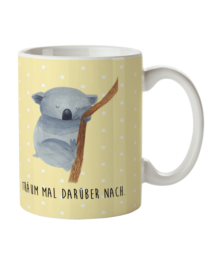 Becher Koalabär mit Spruch in Gelb Pastell