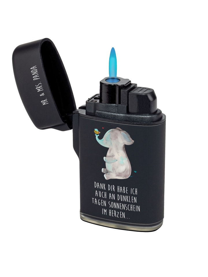 Feuerzeug Elefant Biene mit Spruch in Schwarz