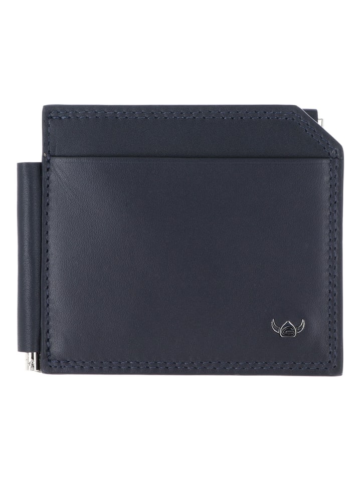 Polo Geldbörse Leder 10 cm Geldscheinklammer marineblau