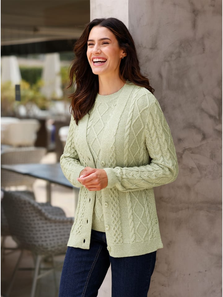 Strickjacke in schilf-meliert