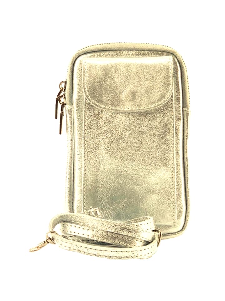 Florence Umhängetasche, Handtasche Leder gold ca. 12cm