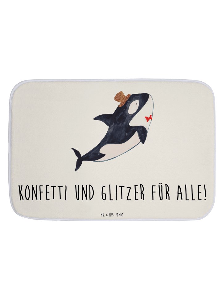 Badematte Orca Zylinder mit Spruch in Weiß